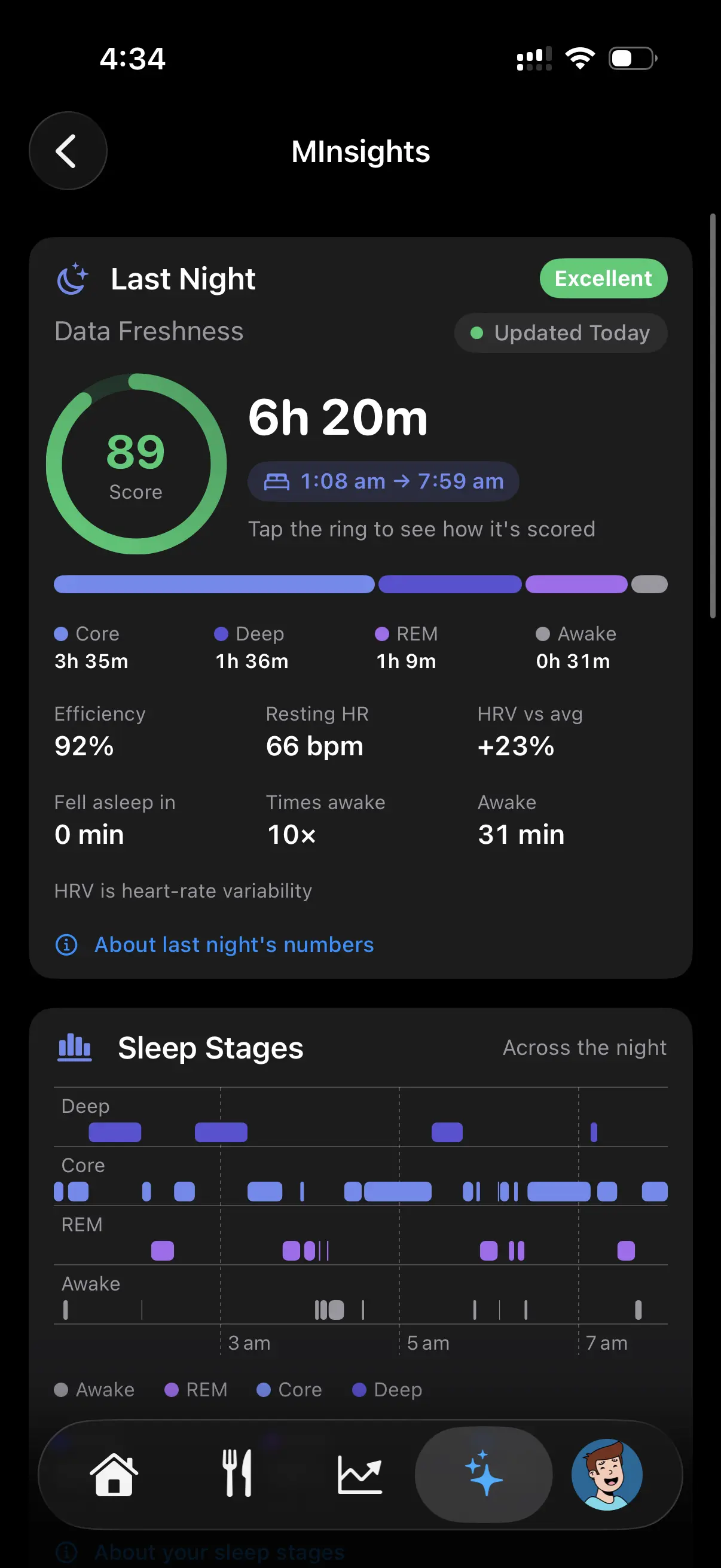 Metapace — Sleep score