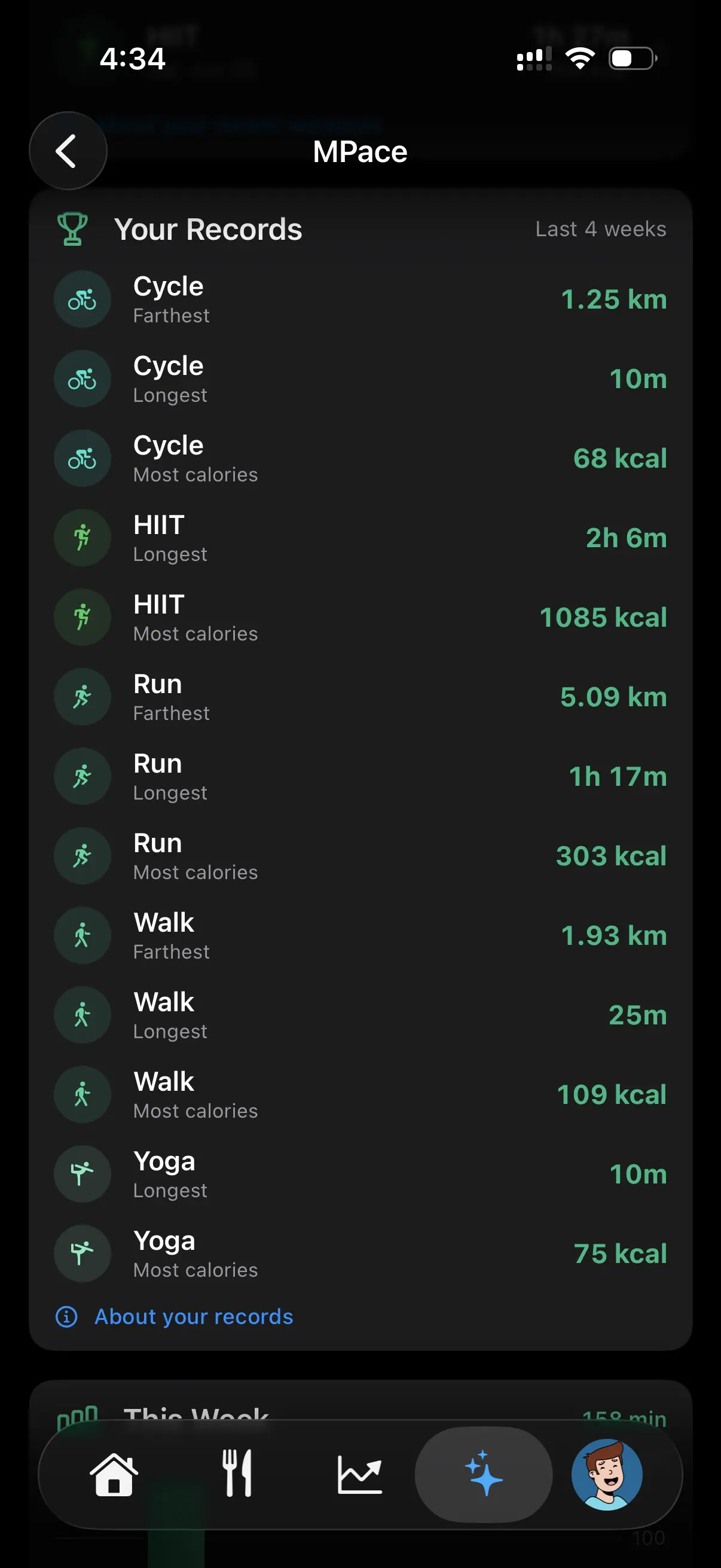 Metapace — Recent workouts