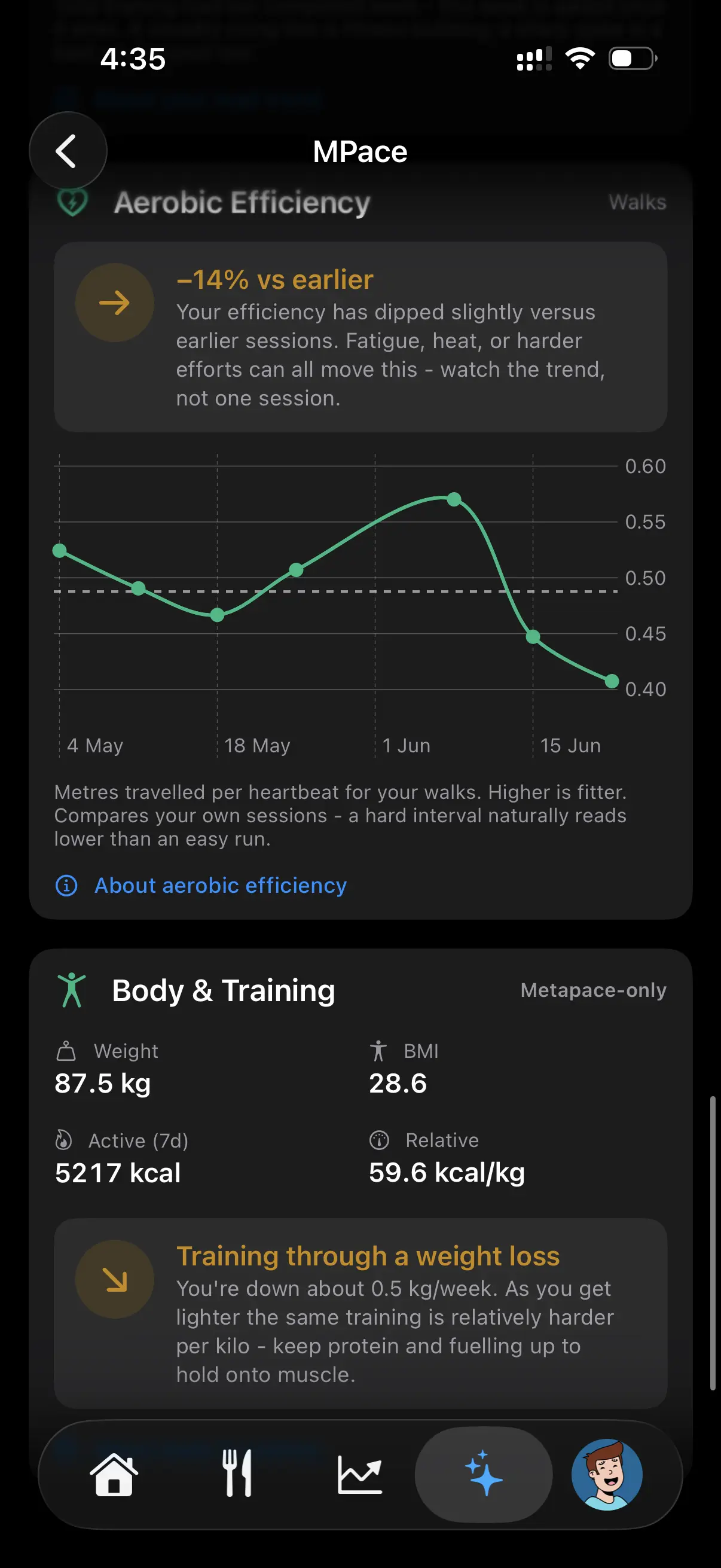 Metapace — Body × training
