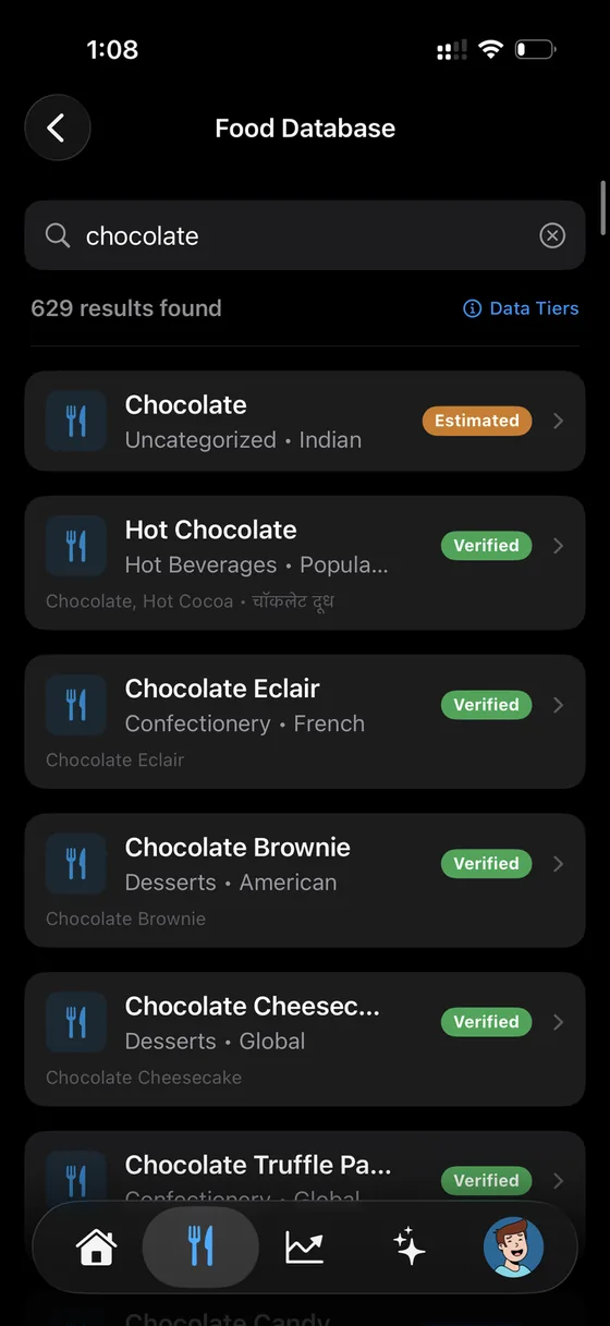 Metapace — Food database & tiers