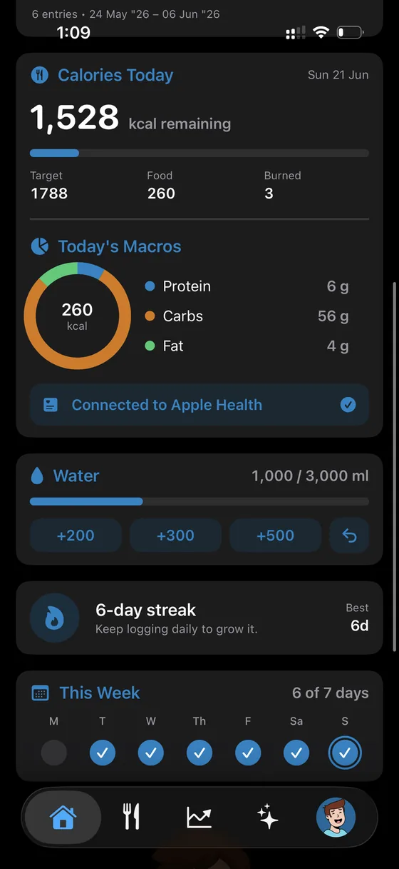 Metapace — Calories, macros & water